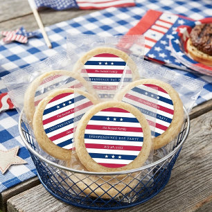 Red, White & Blue Stripes 4th Of July Party Classic Round Sticker