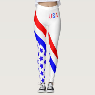 Red White Blue Stripes and Stars Leggings