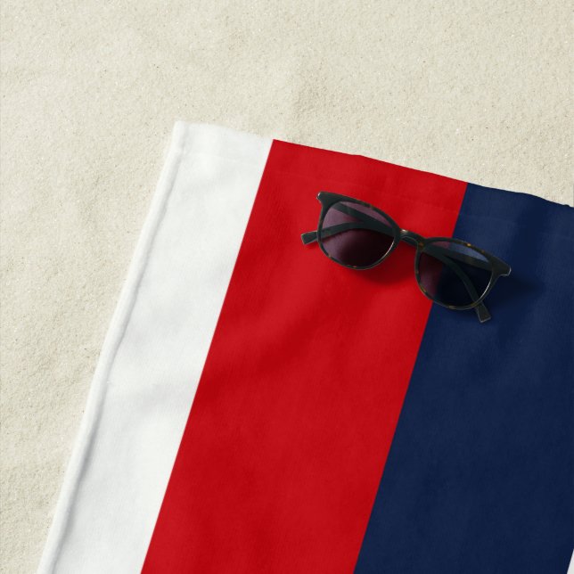 Red White Blue Stripes Beach Towel (In Situ)