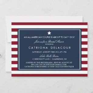 Red White & Blue Stripes Bridal Shower Invitation