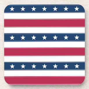 Red White & Blue Stripes Patriotic Coaster