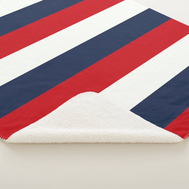 Red White Blue Stripes Sherpa Blanket (3/4)