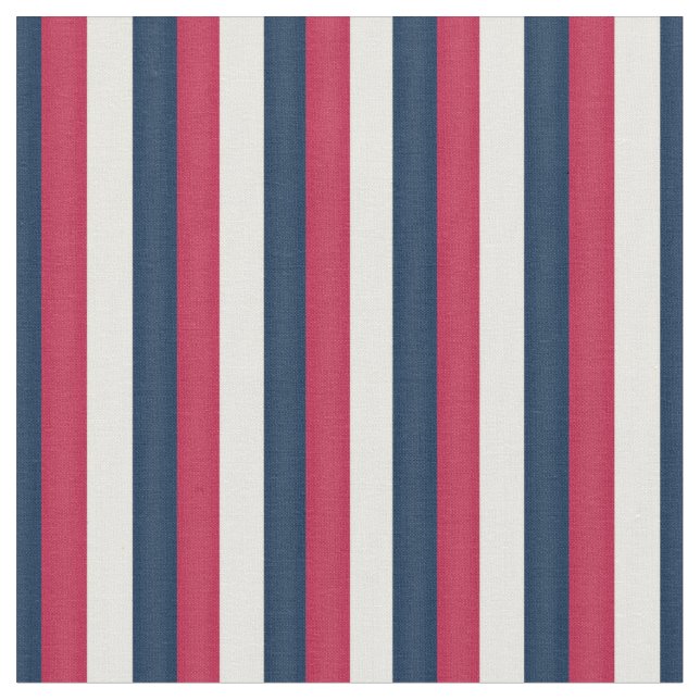 Red White & Blue Stripes (small scale) Fabric (Close Up)