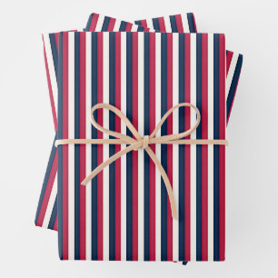 Red White & Blue Stripes Wrapping Paper Sheet