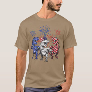 Red White Blue T Re Dinosaur Firework 4th Of July T-Shirt