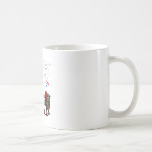 Red White Blue T Rex Dinosaur Firework 4th Of July Coffee Mug