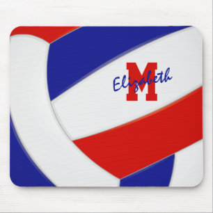 red white blue team colours personalised volleybal mouse mat