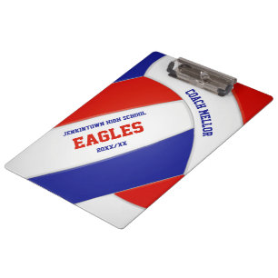red white blue team colours volleyball coach clipboard