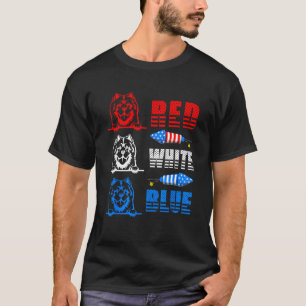 Red White Blue Three Cute Chow Chow 4th July Ameri T-Shirt