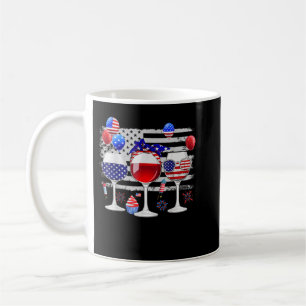 Red White Blue Three Wine Glasses American Flag 4t Coffee Mug