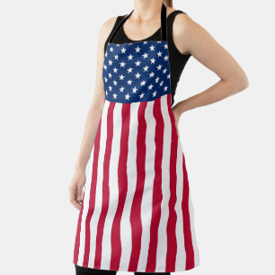 Red White Blue US American Flag Apron