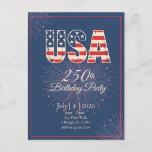 Red White Blue USA 250th birthday 4th of July  Postcard