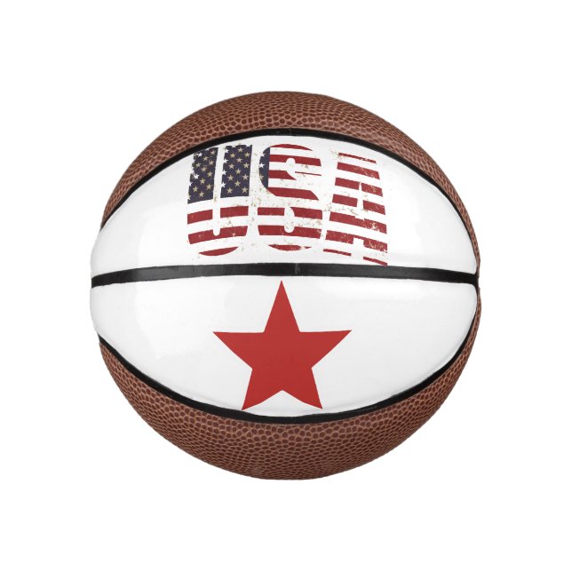 Red White & Blue/USA/ 4th of July Mini Basketball (Front)