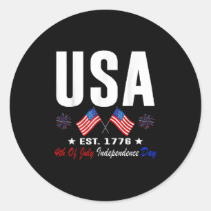 Red White Blue Usa America 4th Of July Patriotic Classic Round Sticker