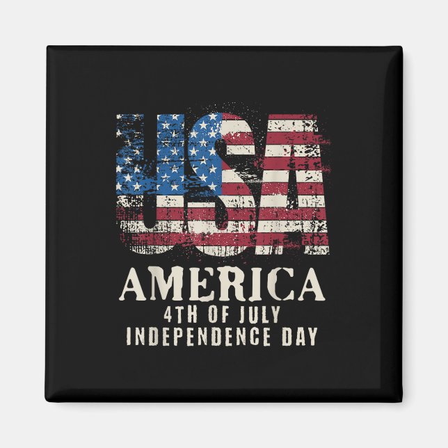 Red White Blue Usa America 4th Of July Patriotic _ Magnet (Front)