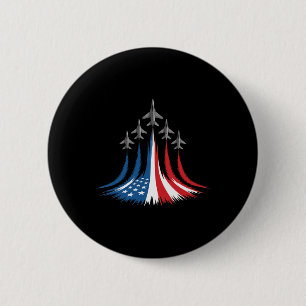 Red White Blue Usa Flag Fighter Jets 4th Of July 6 Cm Round Badge