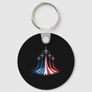 Red White Blue Usa Flag Fighter Jets 4th Of July Key Ring