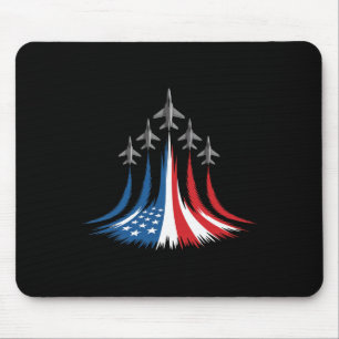 Red White Blue Usa Flag Fighter Jets 4th Of July Mouse Mat