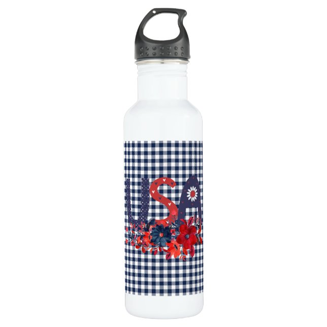 Red White & Blue USA Patriotic Bouquet  710 Ml Water Bottle (Front)