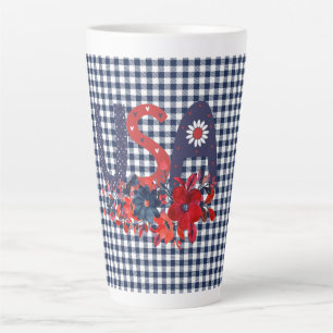 Red White & Blue USA Patriotic Bouquet Latte Mug