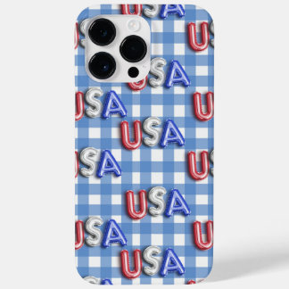 RED WHITE BLUE USA WITH BLUE & WHITE PLAID Case-Mate iPhone 14 PRO MAX CASE