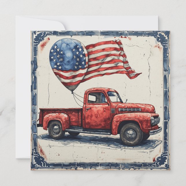 Red, White,  & Blue:  Vintage  Glory Holiday Card (Front)