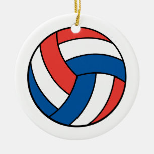 red white blue volleyball ceramic tree decoration
