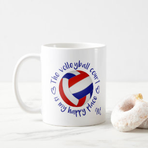 red white blue volleyball court is my happy place coffee mug