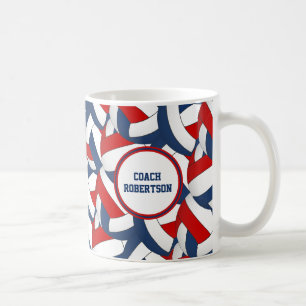 red white blue volleyball team colours coach gift coffee mug