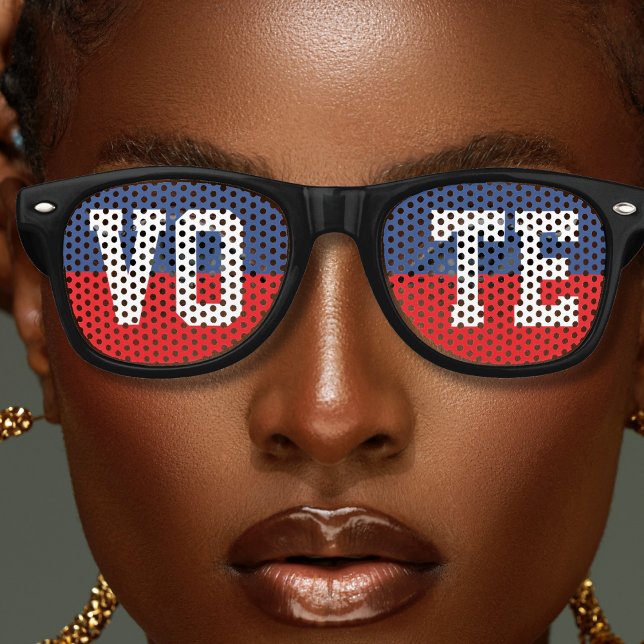 Red White & Blue Vote Election Day Voting Retro Sunglasses (red white and blue vote retro sunglasses)