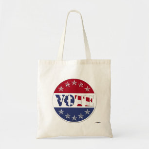Red White & Blue VOTE with US Flag & Stars - round Tote Bag