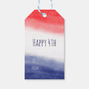 Red White & Blue Watercolor Patriotic USA Gift Tags