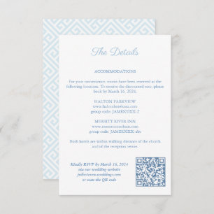 Red White Blue Wedding Crest QR Code Details Enclosure Card