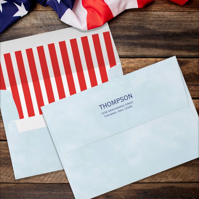 Red White Blue Whimsical Fun Fourth Of July Flag Envelope (Creator Uploaded)