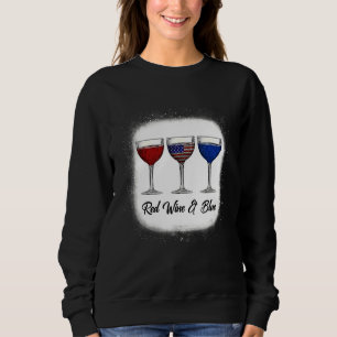 Red White Blue Wine Glasses 4th Of July Patriotic Sweatshirt