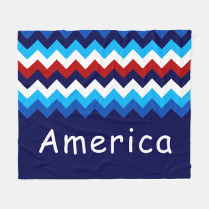 Red White Blue Zigzag Custom Medium Fleece Blanket