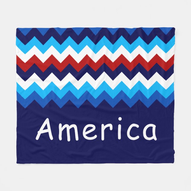 Red White Blue Zigzag Custom Medium Fleece Blanket (Front (Horizontal))