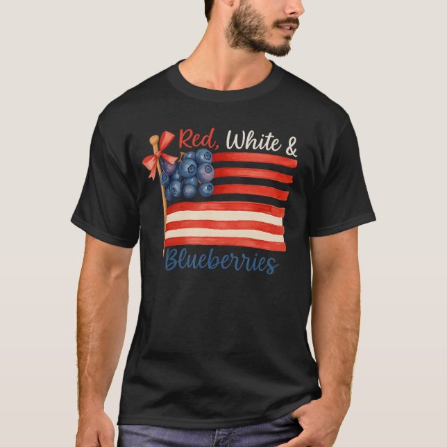 Red White Blueberries American Flag PNG Blueberry  T-Shirt (Front)
