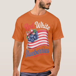 Red White Blueberries Coquette Flag Bow funny T-Shirt