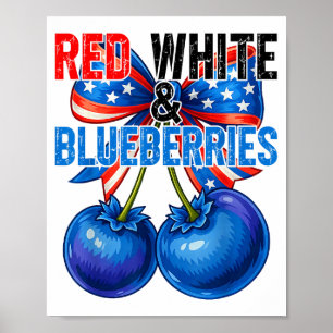 Red White Blueberries Funny Patriotic Retro Usa Hu Poster