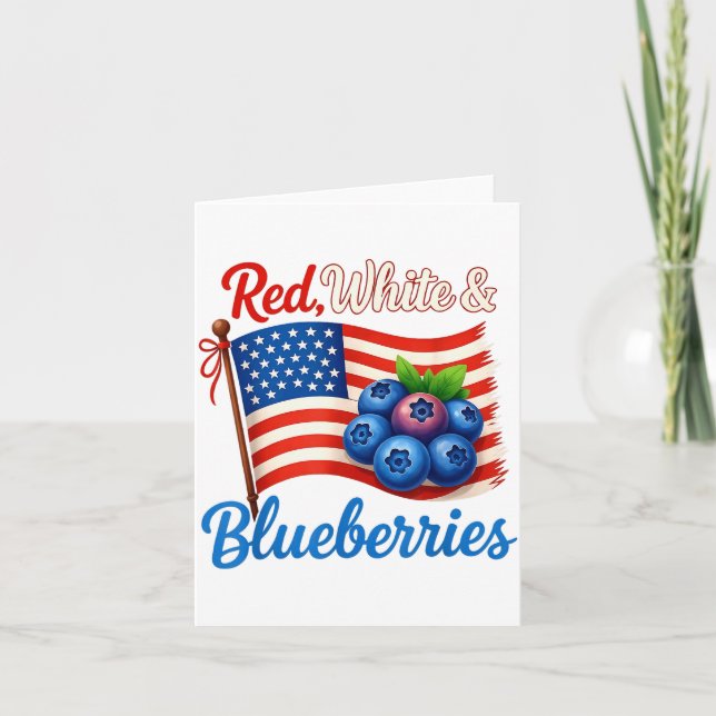Red White Blueberries Funny Patriotic Usa Flag Vin Card (Front)