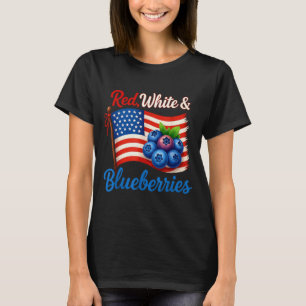 Red White Blueberries Funny Patriotic Usa Flag Vin T-Shirt