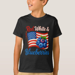 Red White Blueberries Funny Patriotic Usa Flag Vin T-Shirt