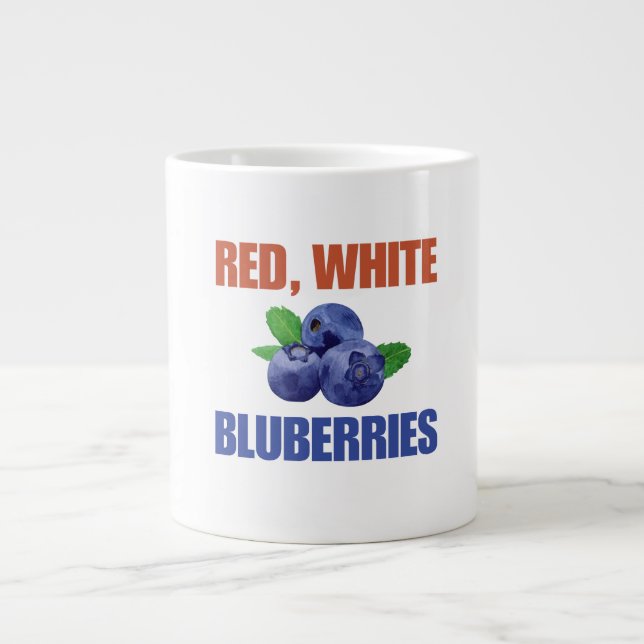 Red, White & Blueberries Large Coffee Mug (Front)