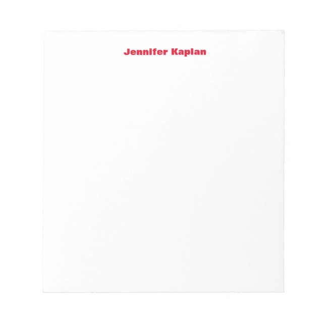 Red White Bold Plain Simple Professional Modern Notepad (Front)