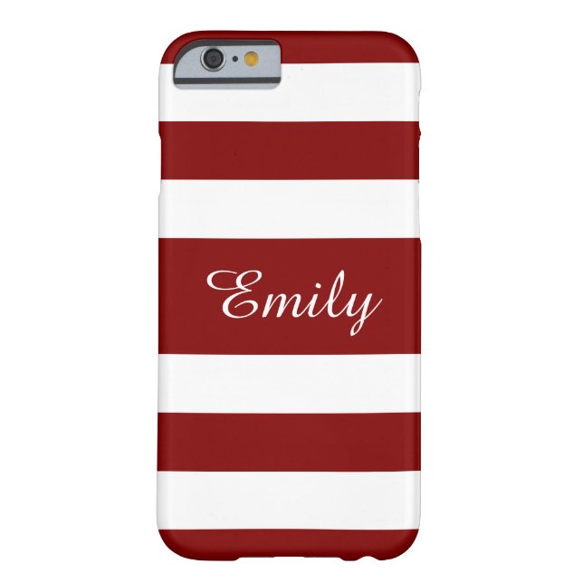Red White Bold Stripes Personalised Name Case-Mate iPhone Case (Back)