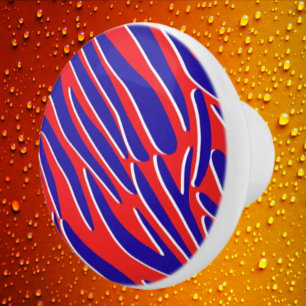Red, White & Bold   Tiger Stripe Ceramic Knob