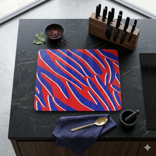 Red, White & Bold | Tiger Stripe Glass  Cutting Board (Creator Uploaded)