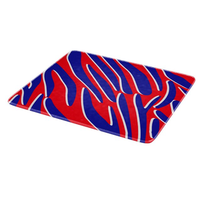 Red, White & Bold | Tiger Stripe Glass  Cutting Board (Corner)