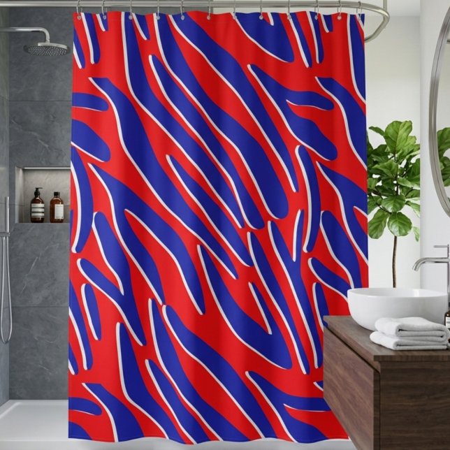Red, White & Bold | Tiger Stripe Shower Curtain (Creator Uploaded)